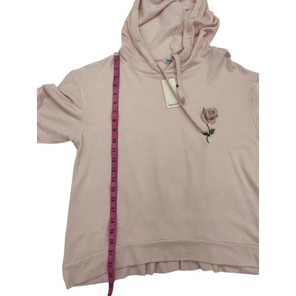 Splendid Gathered Back Hoodie Pajama Top In Ballerina Pink Size M - Picture 9 of 11